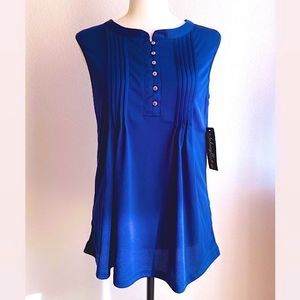 ⭐️  Gold Button Accent Blue Sleeveless Top  ⭐️